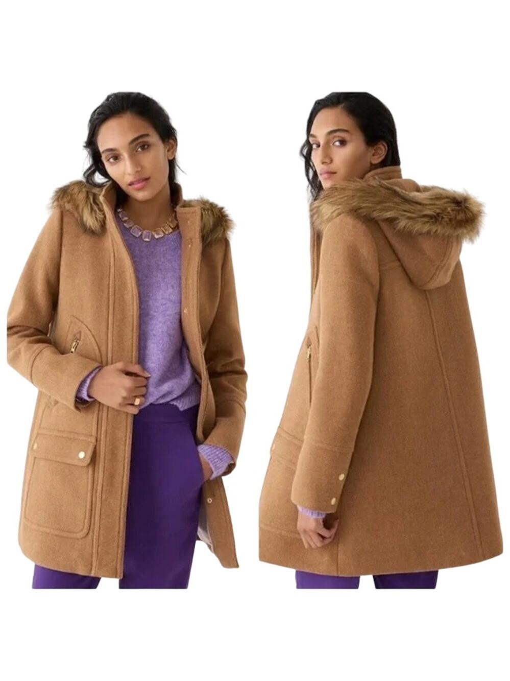 J. Crew Chateau Parka Italian Stadium Cloth Wool Nello Gori Coat Acorn Brown 6